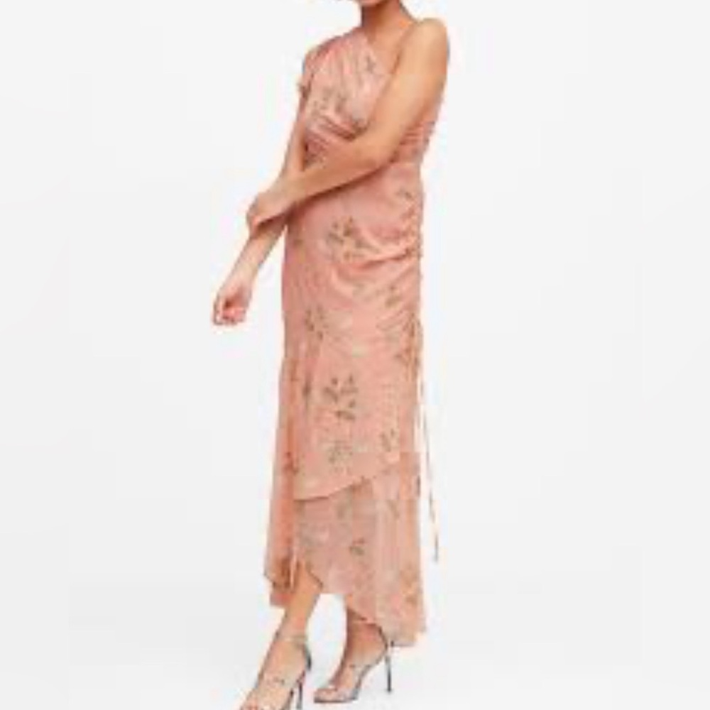 Floral Peach One-Shoulder Dress